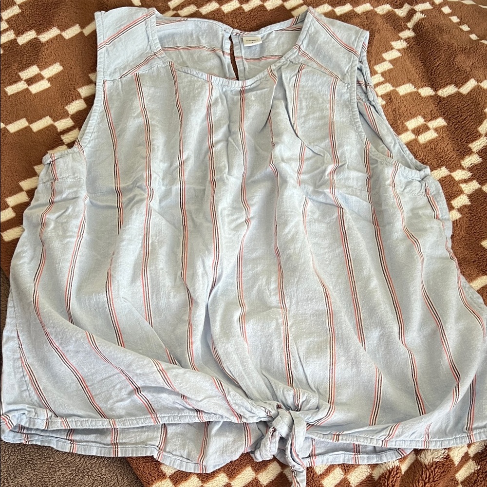 Old Navy Light Blue Striped Tie-Front Camisole